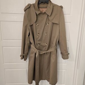 Vintage Stormport Khaki Double Breasted Trench Coat size 46 R